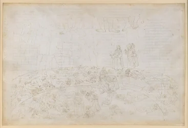 La Divine Comédie, Enfer XXXII. Neuvième cercle (Cocytus), 1er et 2e bandes : châtiment des traîtres à la famille et à la patrie dans les glaces de Caina et d