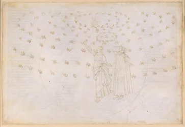 La Divine Comédie, Paradis XXIII. Huitième sphère (ciel des étoiles fixes) : vision du triomphe du Christ ; Dante voit Béatrice sous ses véritables traits ; la danse de Marie et les douze apôtres