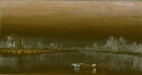 Vaches dans un étang au coucher du soleil, 1860