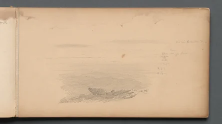 Carnet de croquis, page 04 : Paysage marin avec annotations de couleur