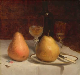 Deux poires sur une table, vers 1866
