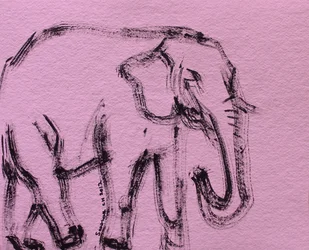 Éléphant rose abstrait