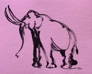 Éléphant rose abstrait