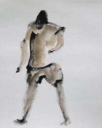 Figure abstraite en train de marcher