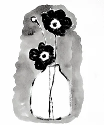 Fleurs sombres dans un vase