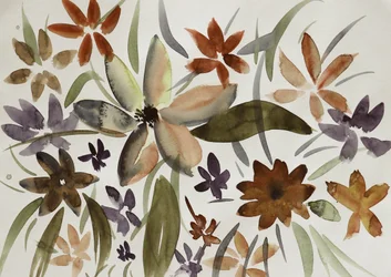 Aquarelle florale aux tons terreux