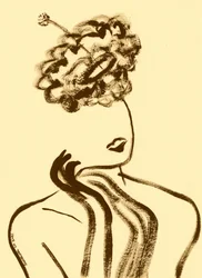 Élégant profil de femme aux cheveux bouclés