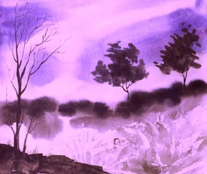 Paysage violet éthéré