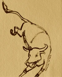 Taureau expressif en charge