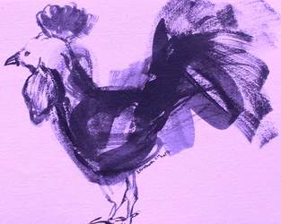 Coq violet expressif