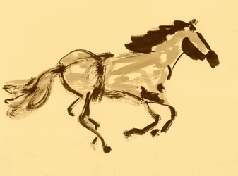 Cheval sépia au galop