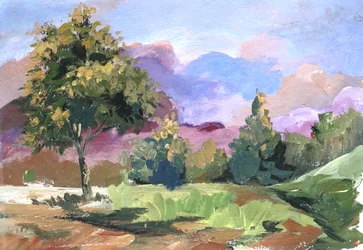 Arbre dans un ciel nuageux aux couleurs pastel