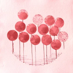 Fleurs circulaires rouges