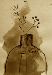 Vase botanique sépia