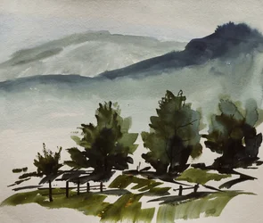 Paysage serein des montagnes verdoyantes