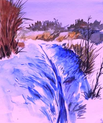 Ruisseau enneigé en hiver