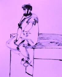 Personnage assis, plongé dans ses pensées