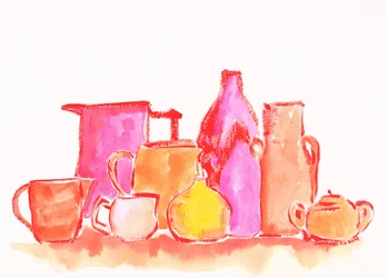 Composition de poterie aux couleurs vives