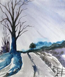 Route sinueuse et enneigée
