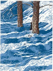 Chute de neige printanière, 2016 (Linocut)