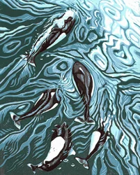 Wake Riders, 2016 (Linocut)