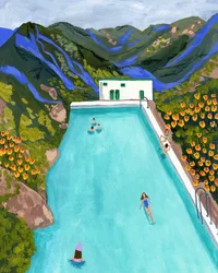 Retraite à la piscine en montagne