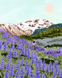Champ de fleurs dans les montagnes sereines