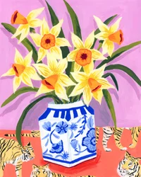 Des jonquilles aux couleurs éclatantes et des tigres
