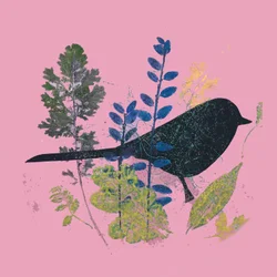 Oiseau et feuilles