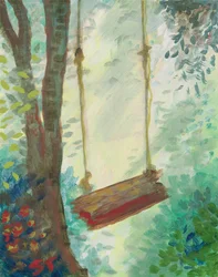 Sa balançoire, vers 2021 (huile sur toile)