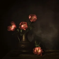 Fleurs de pivoines rouge profond