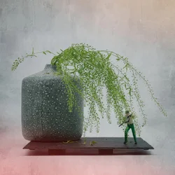 Plante avec soldat miniature