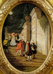 Le bon vieux temps Couples de noblesse marchant