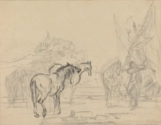 Cartoon pour "Gulliver prenant congé du pays des Houyhnhms"