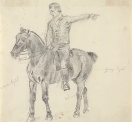 Figure à cheval face à gauche