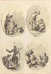 Quatre compositions ovales