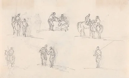 Six études de figures sur des chevaux
