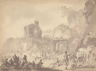Soldats dans un paysage