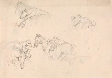 Étude de chevaux portant des veaux sur leur dos