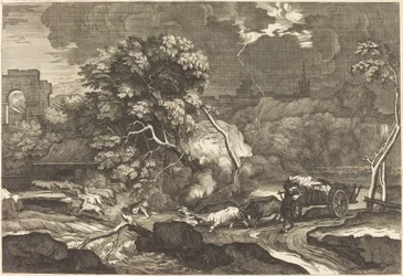 Paysage avec un charretier effrayé