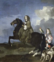 Portrait de la reine Christine de Suède 1626-1689 à cheval, 1653-1654