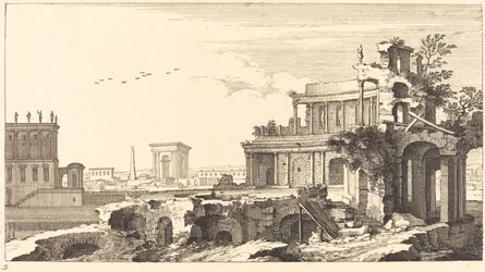 Paysage avec ruines classiques