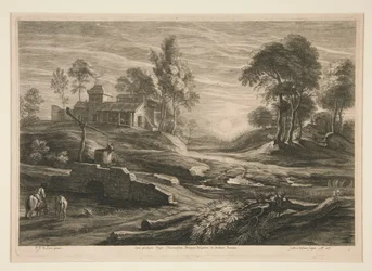 Paysage avec un puits