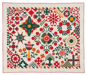 Un quilt appliqué floral, possiblement de Pennsylvanie
