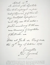 Lettre de capitulation de Yorktown, signée par Lord Cornwallis