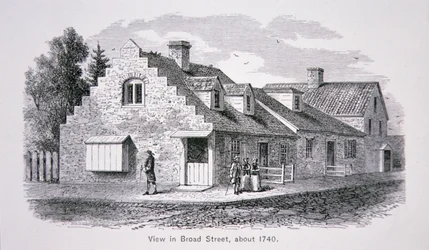 Vue de Broad Street, New York City vers 1740