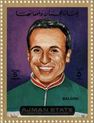 Timbre des Émirats représentant le cycliste Ercole Baldini (né en 1933)