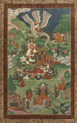 Coupe de cheveux et autres scènes. Thangka d