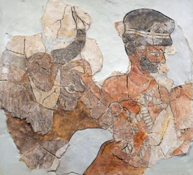 Fresque représentant un sacrifice de Mari (maintenant Tell Hariri), site archéologique, Syrie