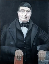 Portrait sur étain de Rhyd-y-Car ou Colliers Row, milieu-fin du XIXe siècle (peinture à l